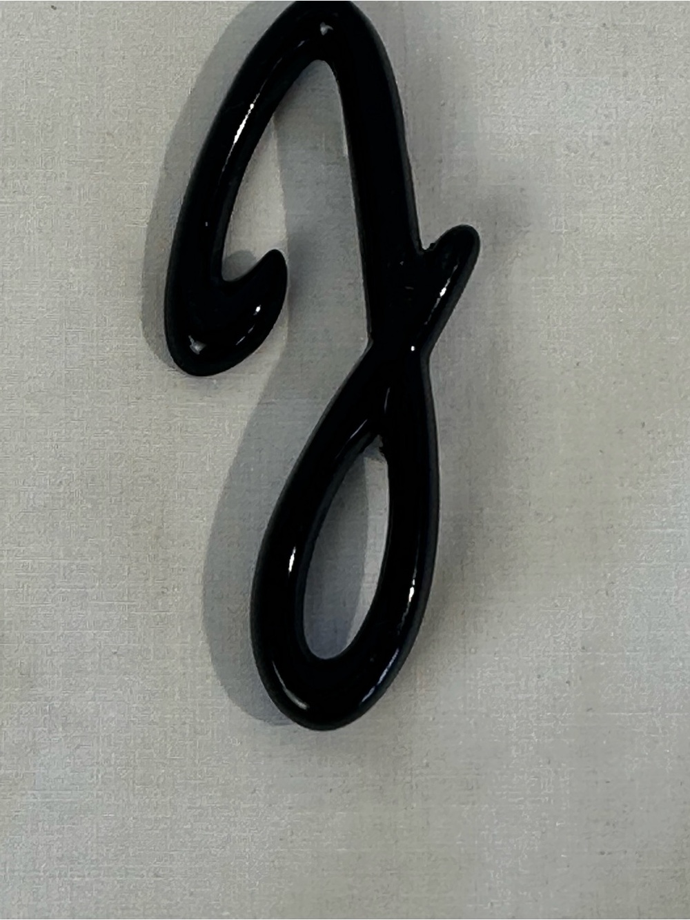 Black Script Letter Brooch Abstract Minimalist Acrylic Initial Pin Artsy Retro